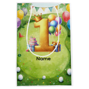 Golf 1st birthday one year old golfer medium gift bag