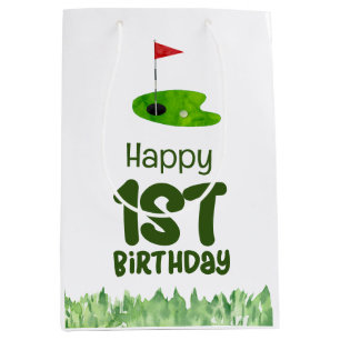 Golf 1st birthday one year old golfer medium gift bag