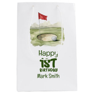 Golf 1st birthday one year old golfer medium gift bag