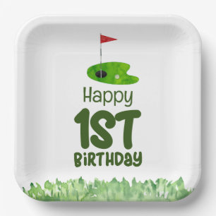 Golf 1st birthday one year old golfer  paper plate