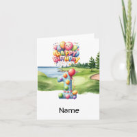 Golf 1st birthday one year old golfer with number