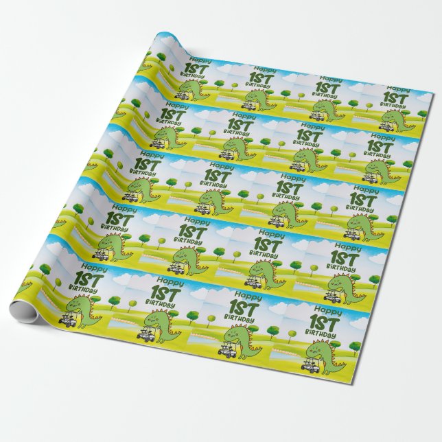 Golf 1st birthday one year old golfer with number wrapping paper (Unrolled)