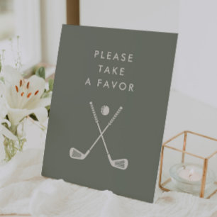 Golf 1st Birthday Sage Green Please Take a Favour Pedestal Sign