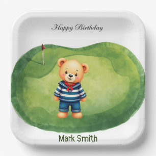 Golf 1st Birthday themed on Putting Green Paper Plate