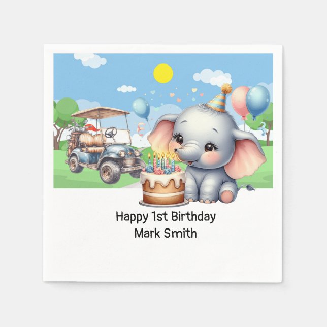 Golf 1st Birthday with golf themed for Party  Napkin (Front)