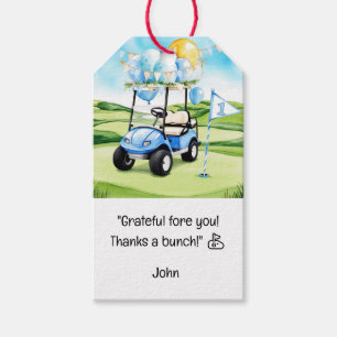 Golf 1st Birthday with pink golf cart Thank you  G Gift Tags