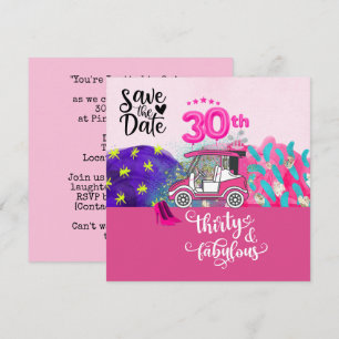 Golf 30th Birthday for woman golfer pink theme Save The Date