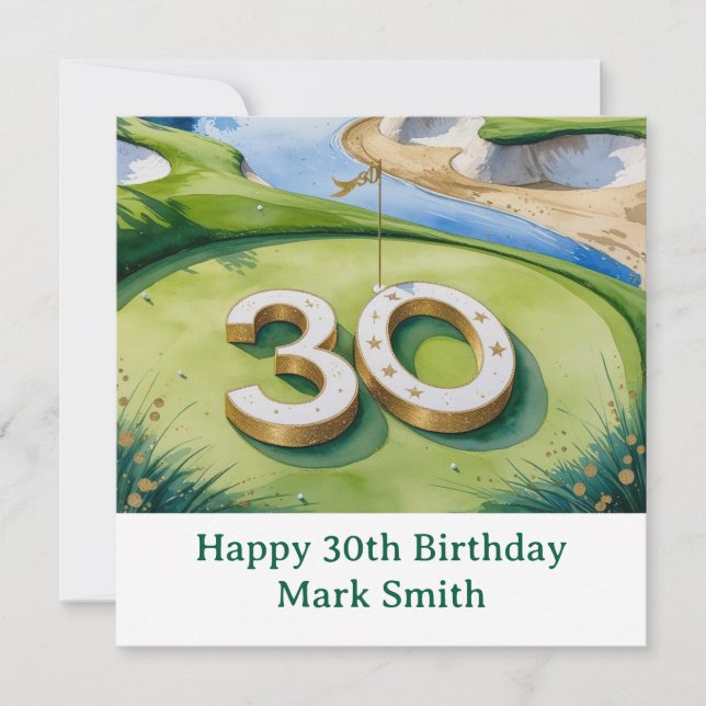 Golf 30th Birthday on golf course Card (Front)