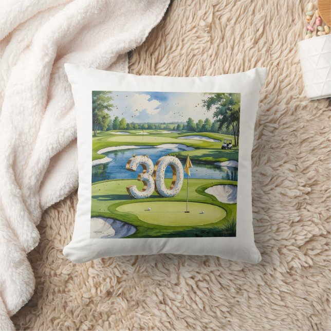 Golf 30th Birthday on golf course Cushion (Blanket)