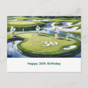 Golf 30th Birthday on golf course Postcard