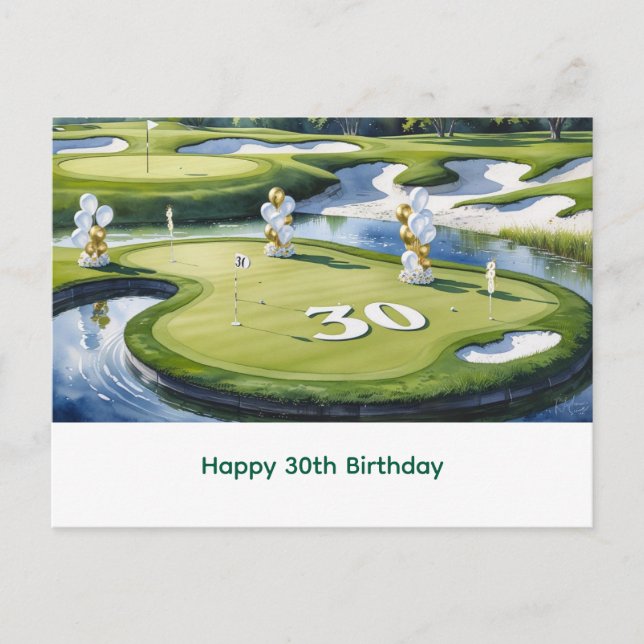 Golf 30th Birthday on golf course Postcard (Front)