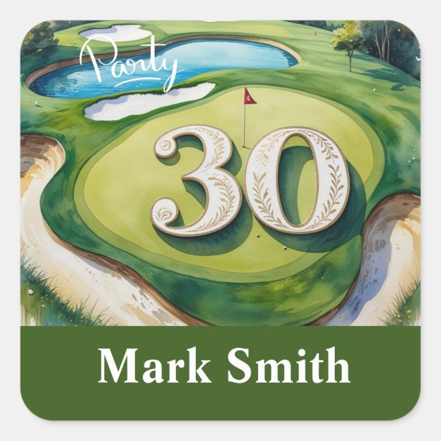 Golf 30th Birthday on golf course Square Sticker (Front)