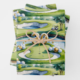 Golf 30th Birthday on golf course with Number  Wrapping Paper Sheet