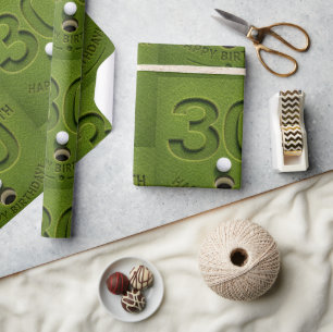 Golf 30th Birthday on Putting Green Wrapping Paper