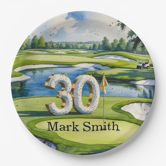 Golf 30th Birthday Par tee thirty party   Paper Plate (Front)
