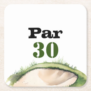 Golf 30th Birthday Par tee thirty party   Square Paper Coaster