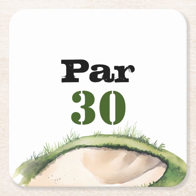 Golf 30th Birthday Par tee thirty party   Square Paper Coaster (Front)