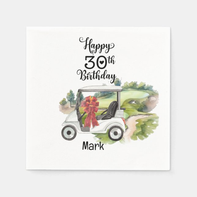 Golf 30th Birthday Par tee thirty party watercolor Napkin (Front)