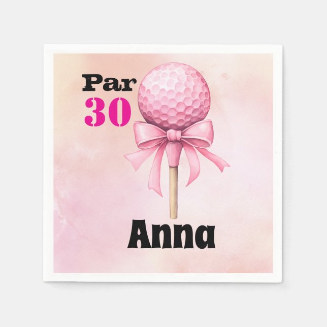 Golf 30th Birthday Par tee woman pink themed Napkin (Front)