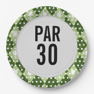Golf 30th birthday polka dot golfer's birthday paper plate
