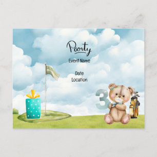 Golf 3rd Birthday save the date for baby boy Postcard