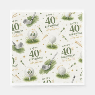Golf 40th Birthday Anniversary on green Napkin