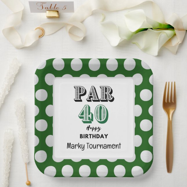 Golf  40th Birthday for Golfer Paper Plate (Wedding)