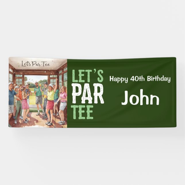 Golf 40th Birthday for golfer party  Banner (Horizontal)