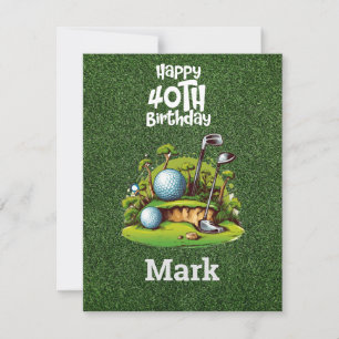 Golf 40th Birthday Golfer Years of Being Awesome Card