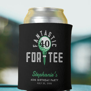 Golf 40th Birthday Party Fantastic For-Tee Black Can Cooler