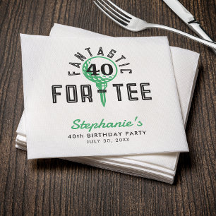 Golf 40th Birthday Party Fantastic For-Tee White Napkin