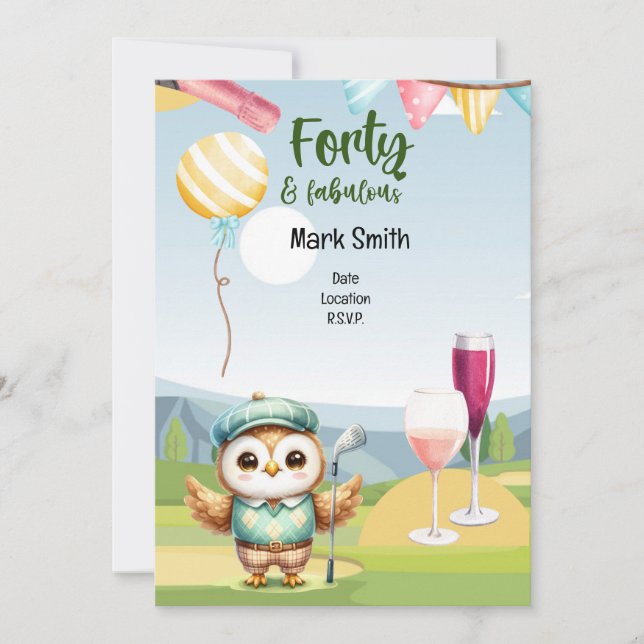 Golf  40th birthday party golfer birthday invitation (Front)