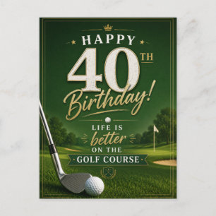 Golf 40th Birthday Save the Date for golf party Postcard