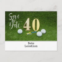 Golf 40th Birthday Save the Date for golf party