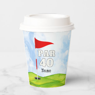 Golf 40th Birthday to golfer with golf flag Paper Cups