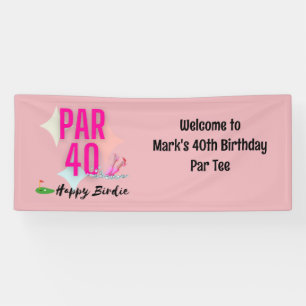 Golf 40th Birthday with Cake on Course for Golfer Banner