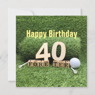 Golf 40th Birthday with number and golf ball Card