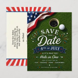 Golf 4th July Independence Day for American golfer Postcard