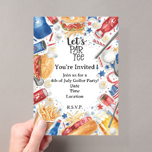 GOLF 4th July Independence Day Golfer party Acrylic Invitations
