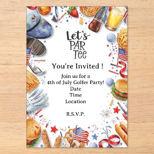 GOLF 4th July Independence Day Golfer party Acrylic Invitations