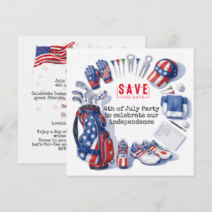 GOLF 4th July Independence Day Golfer party Save The Date