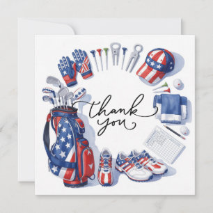 GOLF 4th July Independence Day Golfer party Thank You Card