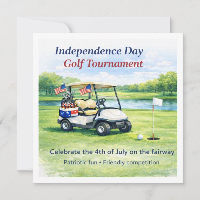 Golf  4th July Independence Day  Invitation (Front)