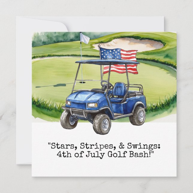 Golf  4th July Independence Day  Invitation (Front)