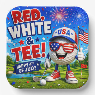 Golf 4th July Independence Day Paper Plate