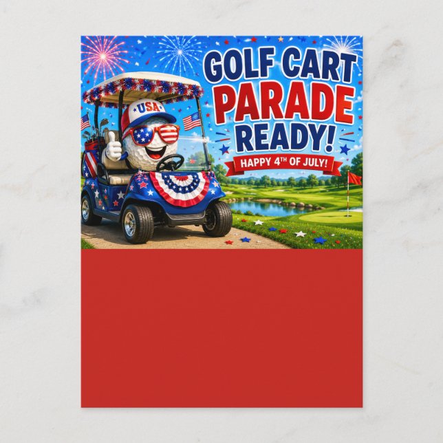 Golf 4th July Independence Day  Postcard (Front)
