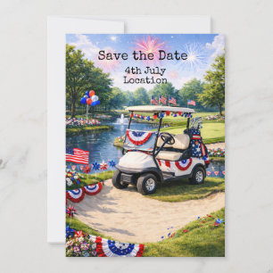 Golf 4th July Independence Day with Barbecue Invitation
