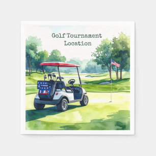Golf 4th July Independence Day with golf cart Napkin