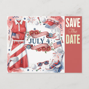 GOLF 4th July save the date for golfer Postcard