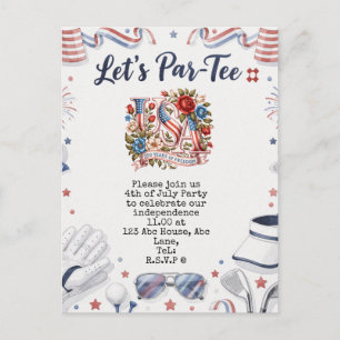 Golf  4th July Save the Date  Independence Day  Postcard